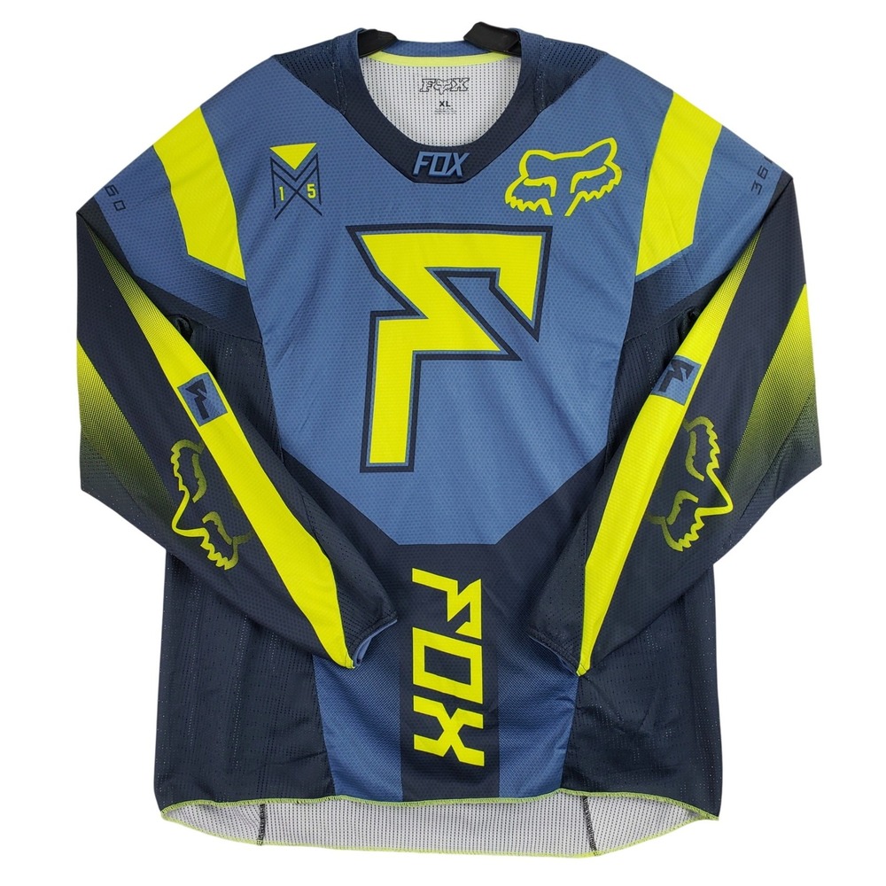 Fox Racing 180 Motocross Jersey Mens XL Blue Yellow MX Off-Road Dirt Bike Shirt